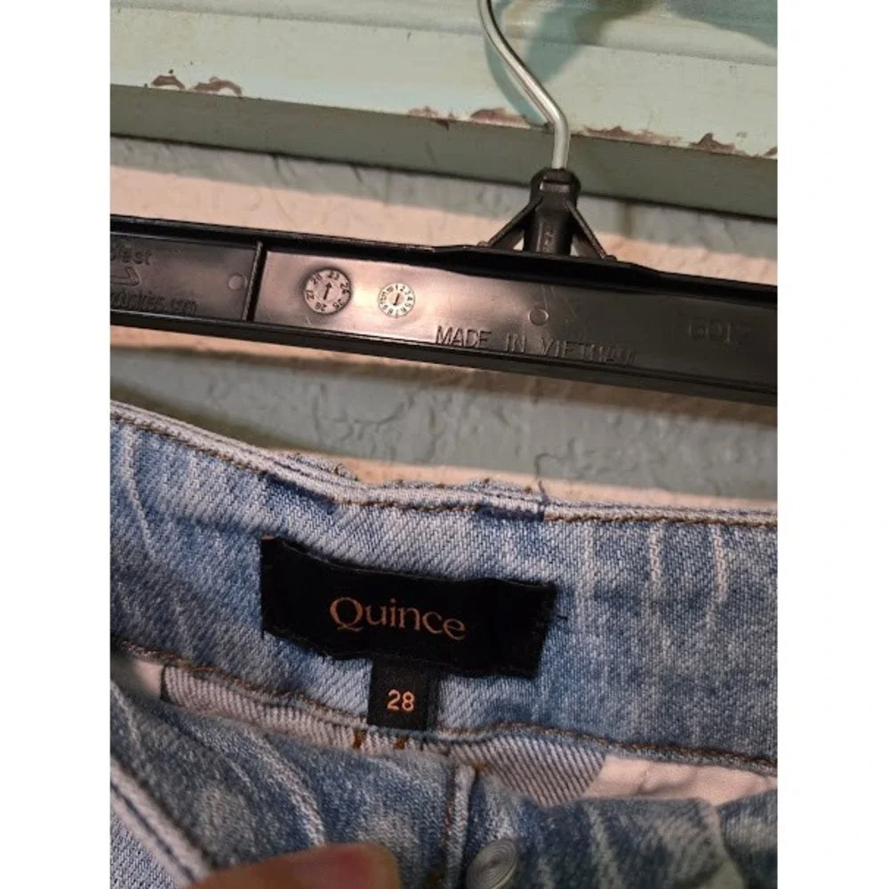 Quince Light Wash Mini Denim Skirt